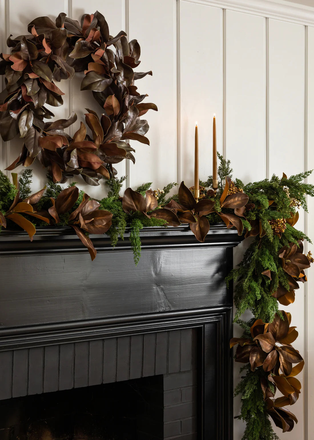 Warm Brown Fake Magnolia Leaf Branch - 38.5"