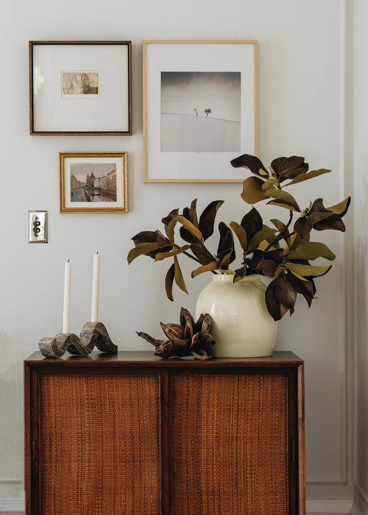 Warm Brown Fake Magnolia Leaf Branch - 38.5"