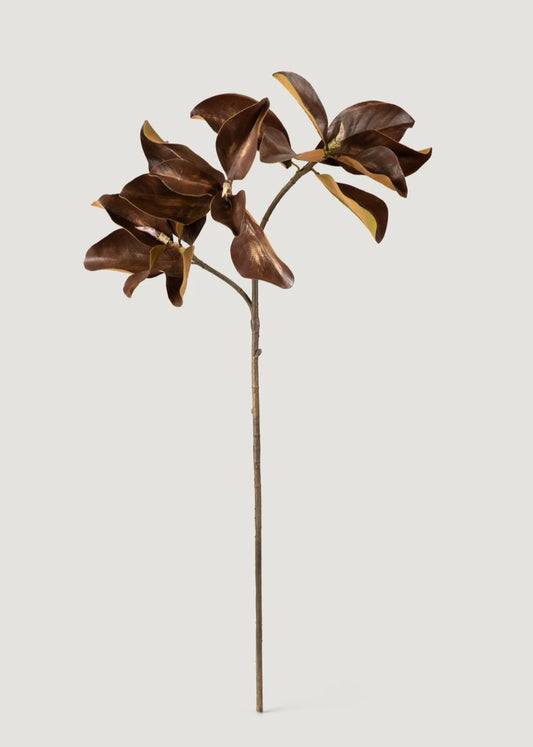 Warm Brown Fake Magnolia Leaf Branch - 38.5"
